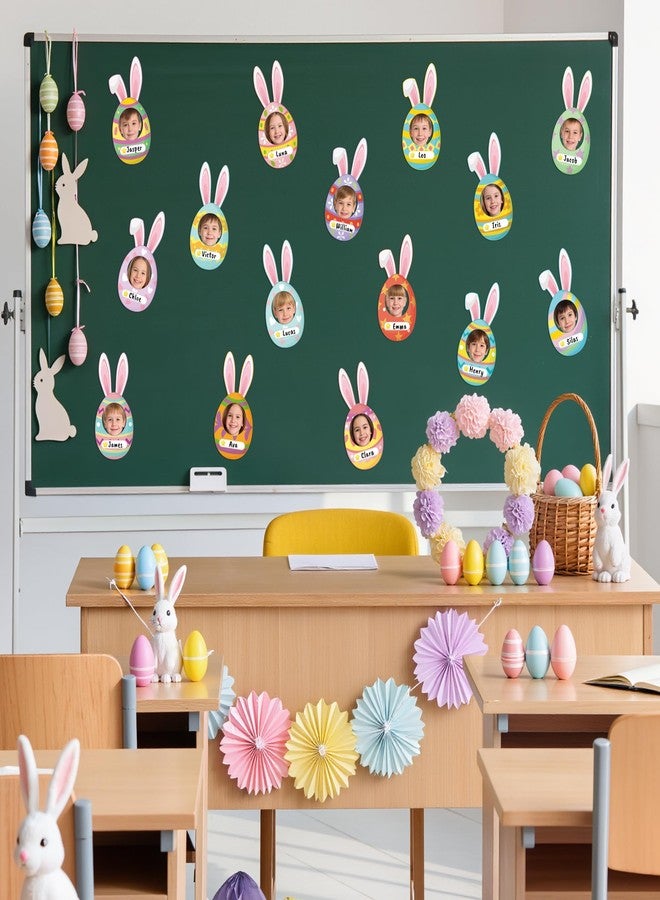 CPicdn 83Pcs Easter Bunny Ear Egg Cutouts for Bulletin Board Decorations, Colorful Easter Rabbit DIY Photo Name Tag Craft Kit, Spring Classroom Chalkboard Door Wall Decor Home School Party Supplies - Image 4