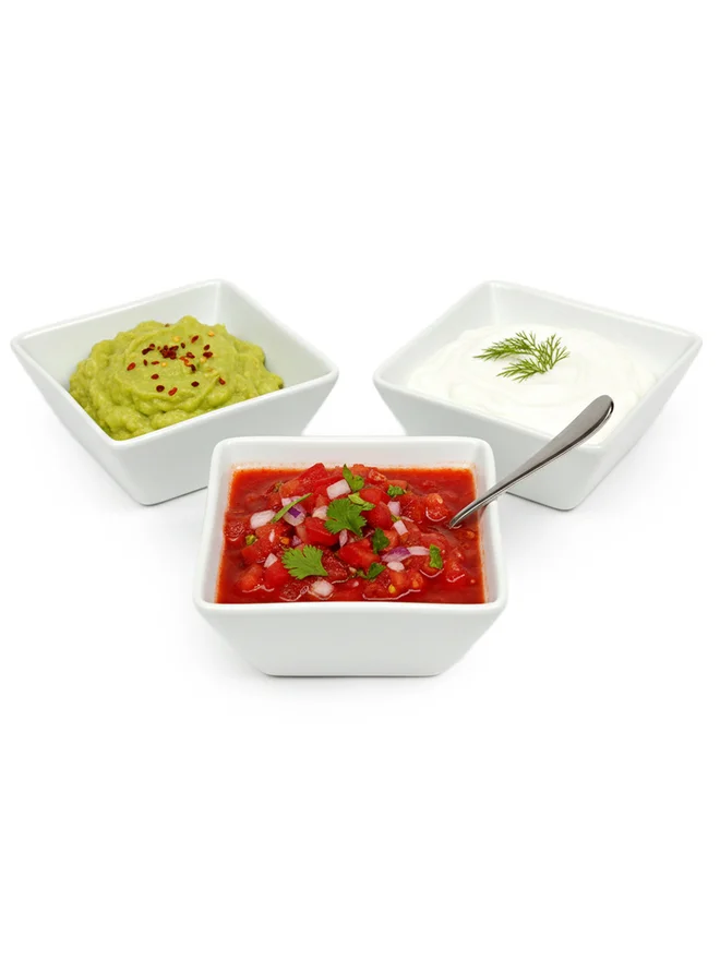 Shallow 3-Piece Square Porcelain Bowl Set, 12cm