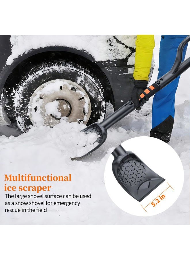 Nibule 3-in-1 Ice Scraper for Car Windshield,25.8 inch Emergency Snow Shovel with 5.2inch Shovel Blade,Detachable Snow Scrapers with Ergonomic Soft Foam Grip for Cars, Trucks, SUVs, Vehicle(Orange) - Image 3