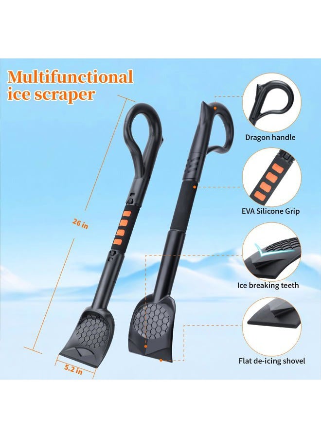 Nibule 3-in-1 Ice Scraper for Car Windshield,25.8 inch Emergency Snow Shovel with 5.2inch Shovel Blade,Detachable Snow Scrapers with Ergonomic Soft Foam Grip for Cars, Trucks, SUVs, Vehicle(Orange) - Image 4