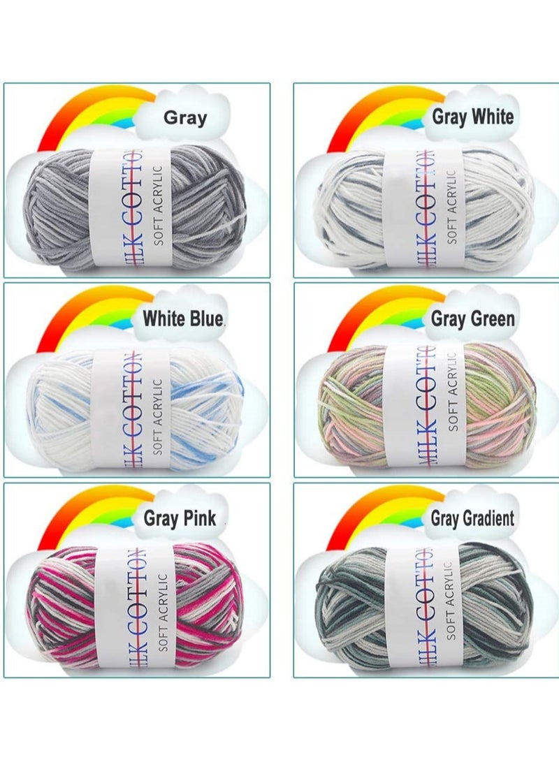 Excefore Crochet Yarn Multicolored, Acrylic Soft Yarn Hand Acrylic Knitting Yarn for Knitting Crochet and Crafts, Great for Garments, Sweaters, Scarves, Hats, and Craft Projects 6Pcs  - Image 3