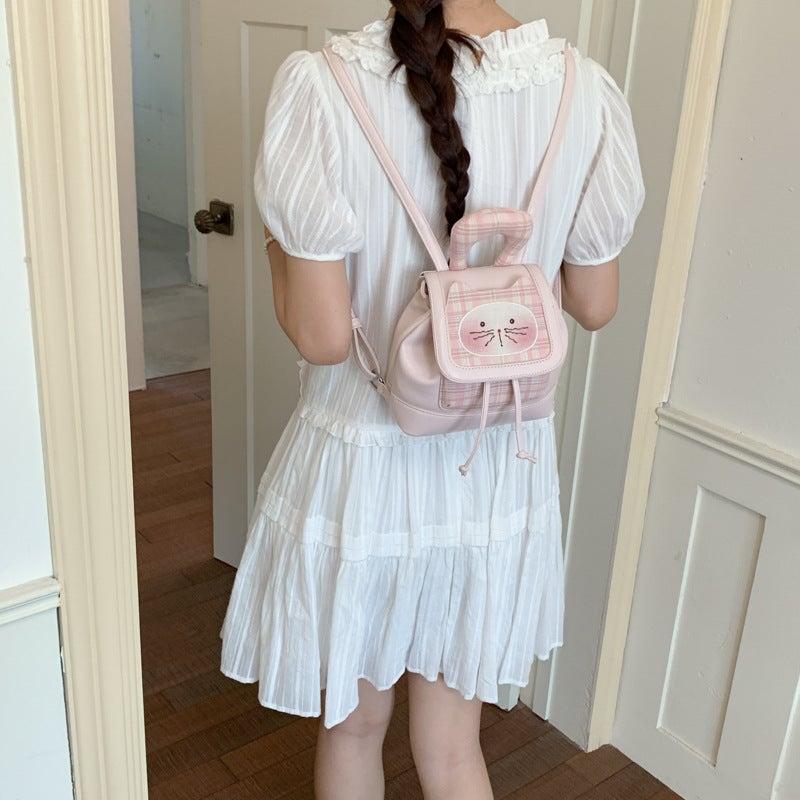Cute Embroidered Polka Dot Small Backpack - Image 4