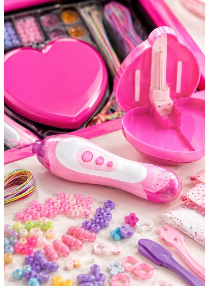 DAT Hair Braiding & Beading DIY Craft Set with Electric Twister Tool, Colorful Beads & Accessories, Pink - Image 3