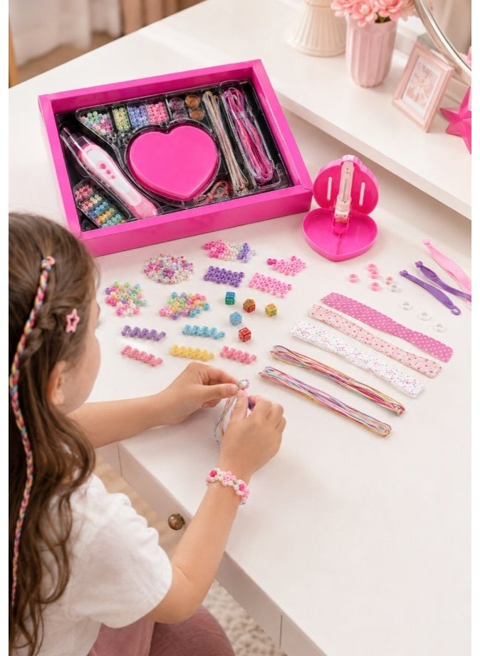 DAT Hair Braiding & Beading DIY Craft Set with Electric Twister Tool, Colorful Beads & Accessories, Pink - Image 5