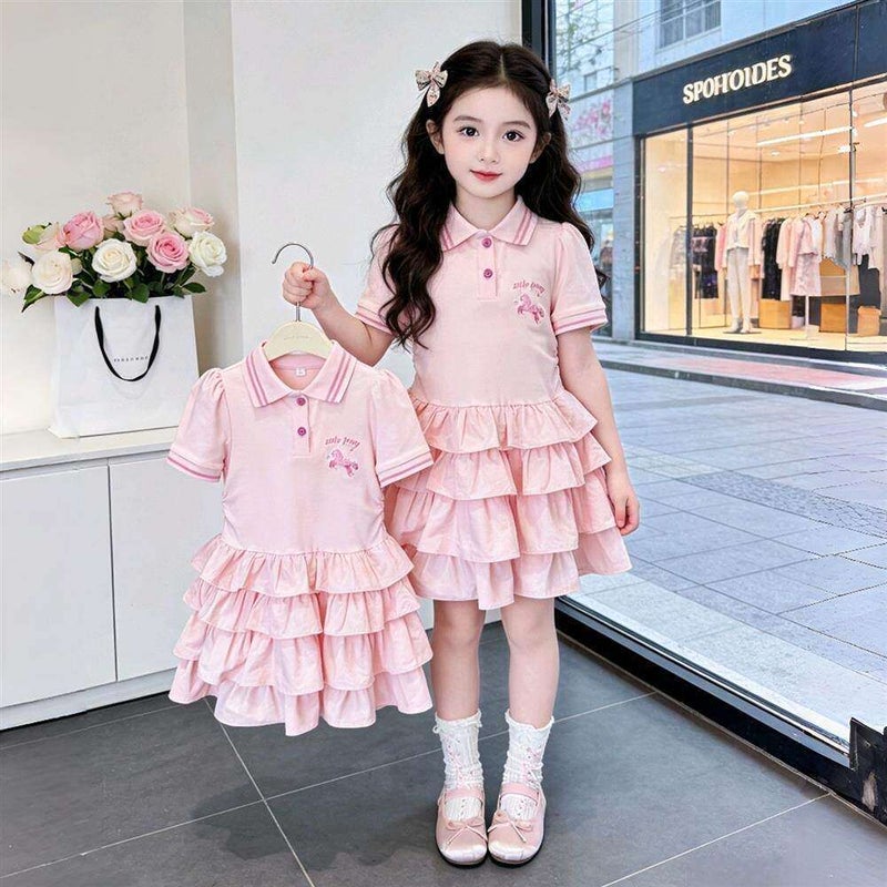 Girls Summer Polo Collar Dress - Image 1