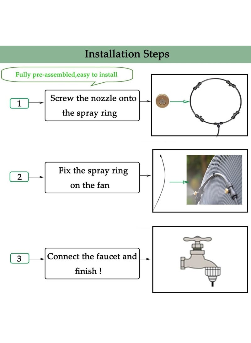 Barakah Fan Misting Kit for Outdoor Cooling, 16 Inch Misters for Patio & Garden, 9.85FT Misting Hose with 5 Brass Nozzles, Ideal for Backyard Barbecues, Parties, Events, and Heat Relief (16 IN) - Image 5