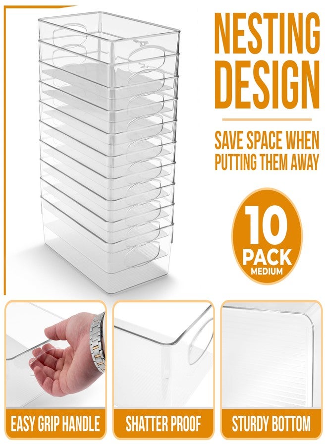 Sorbus Medium Clear Plastic Storage Bins for Organizing, 10 Pack Clear Organizer Bins with Handles Plastic Storage Bins for Closet, Pantry, Fridge, Medicine Cabinet Organizer, Shelves, Freezer, Drawer - Image 2