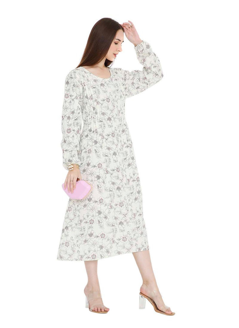 HANA & SARA UNIQUE PRINTED SHORT FARASHA MODEST WEAR ARABIC KAFTAN JALABIYA DRESS  - Image 1