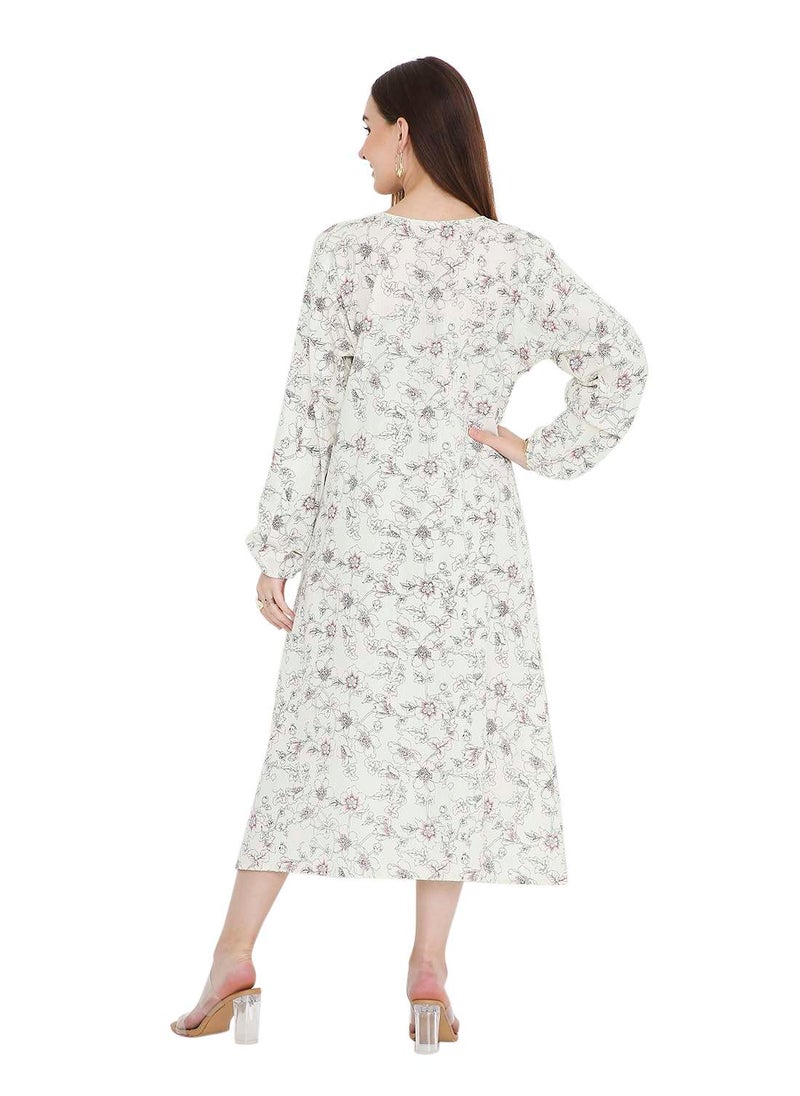 HANA & SARA UNIQUE PRINTED SHORT FARASHA MODEST WEAR ARABIC KAFTAN JALABIYA DRESS  - Image 2