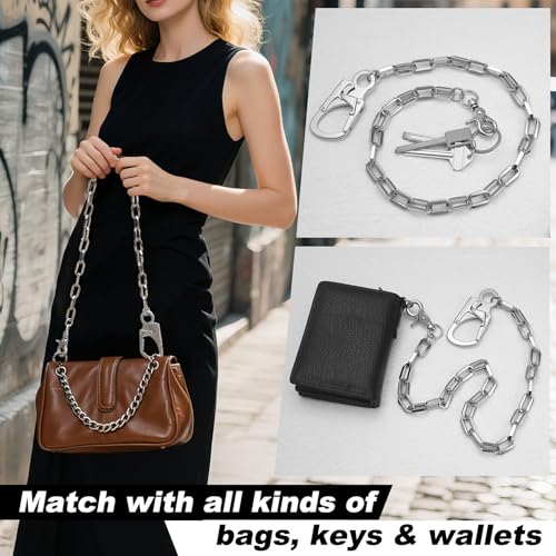 Ahiller Ahilller wallet chains for men Heavy Duty Pocket Chain with Round Clasp, Men Chains for Keys, Jeans, Pants, Purse and Handbag（QK-Silver-1P） - Image 4