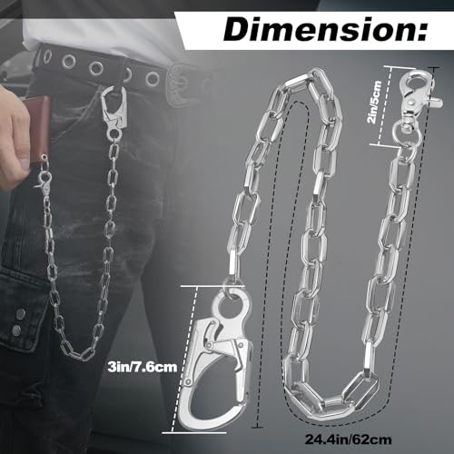 Ahiller Ahilller wallet chains for men Heavy Duty Pocket Chain with Round Clasp, Men Chains for Keys, Jeans, Pants, Purse and Handbag（QK-Silver-1P） - Image 5