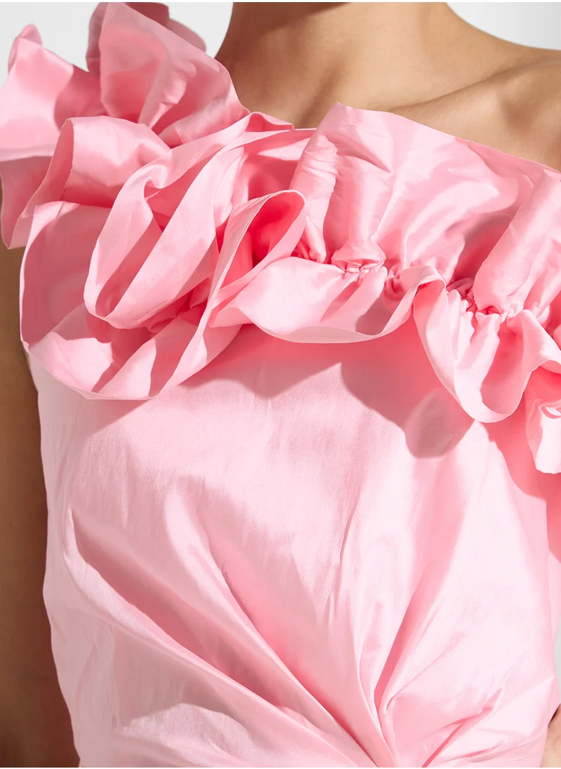 Namshi x One Shouldered Ruffled Dress