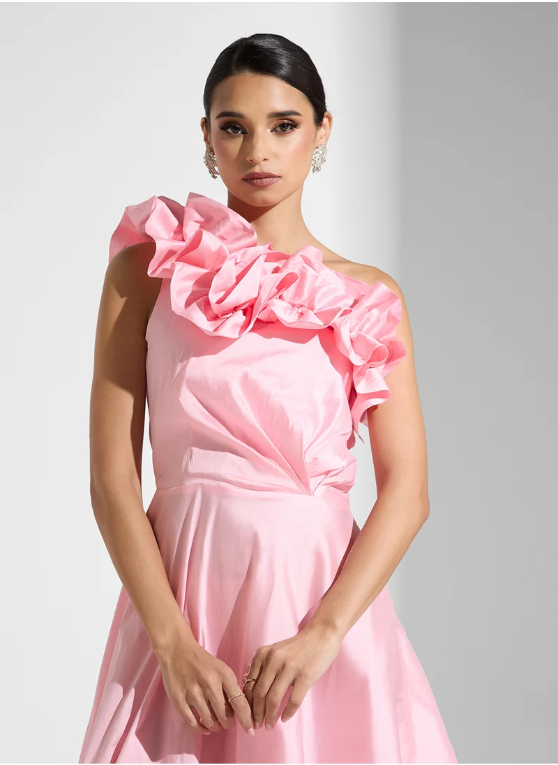 Namshi x One Shouldered Ruffled Dress