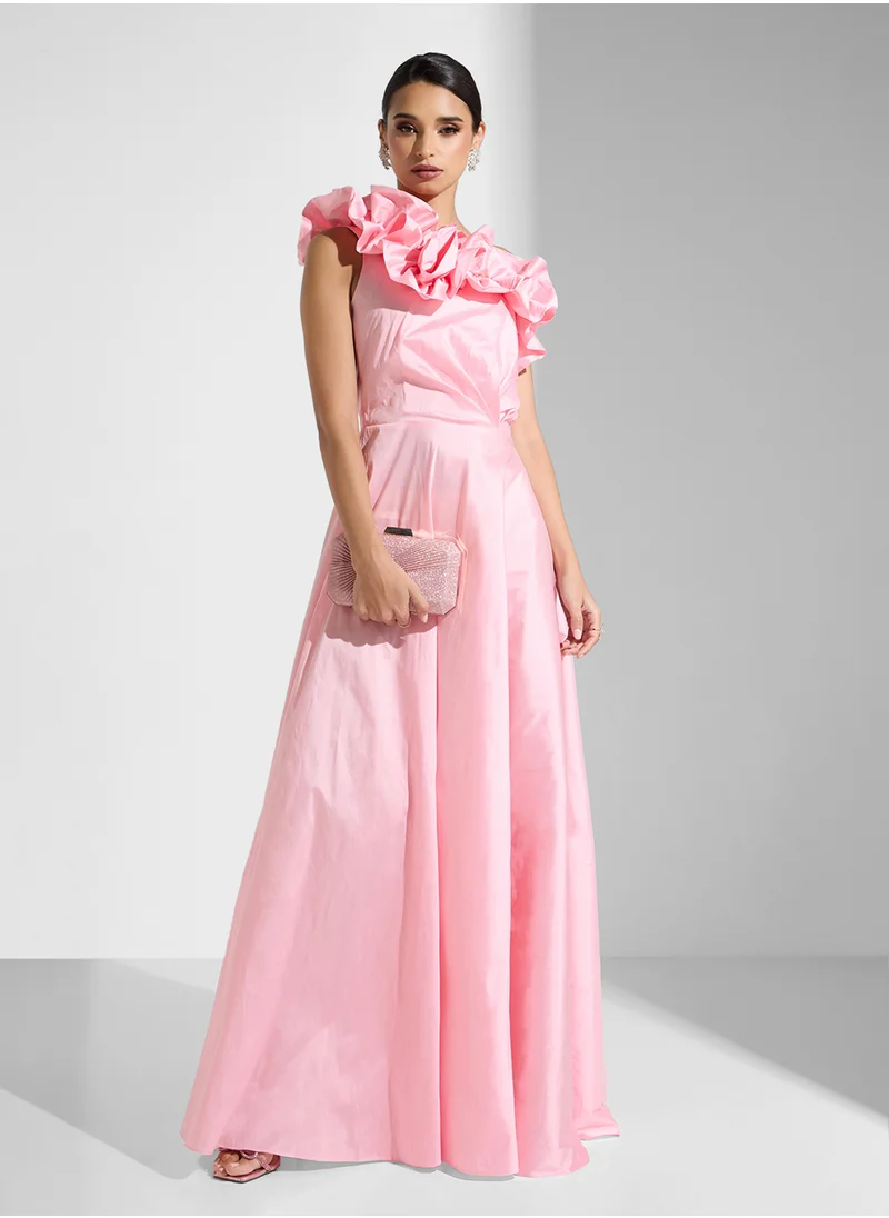 Namshi x One Shouldered Ruffled Dress