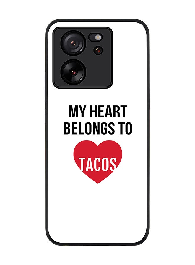 Stylizedd Rugged Black Edge case for Xiaomi 13T / Xiaomi 13T Pro, Slim fit Soft Flexible Rubber Edges Anti Drop Cover - My heart belongs to tacos - Image 1