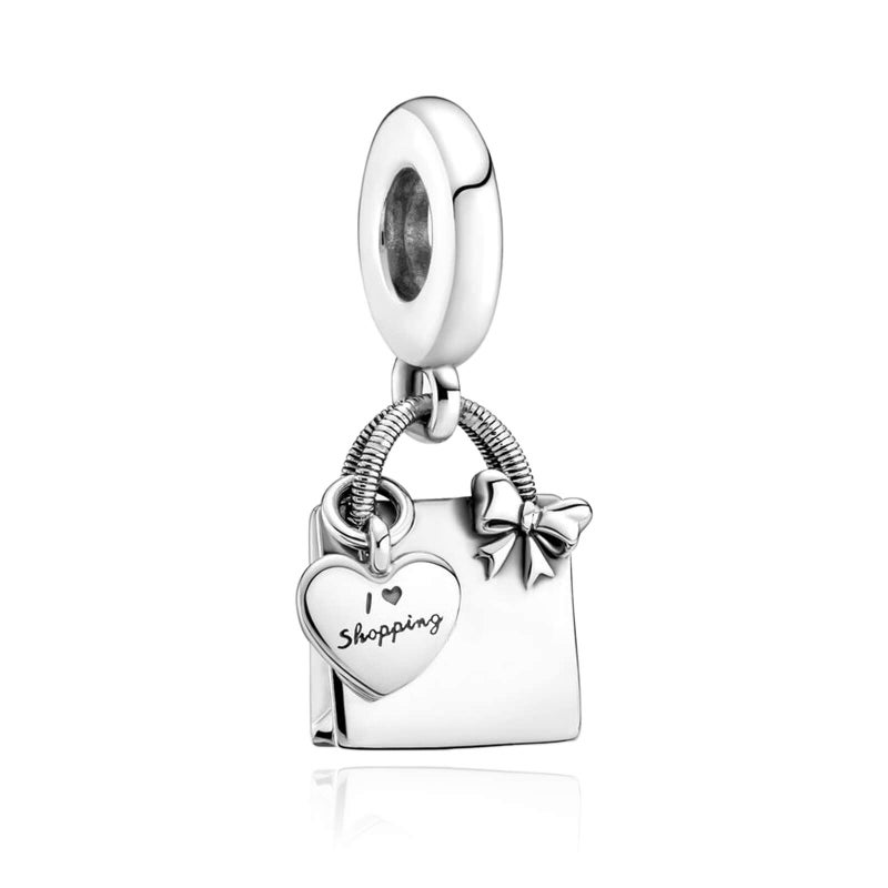 DATOUQI Shopping Bag Charm Shopping Bag Charms 925 Sterling Silver Charms for Bracelets Necklace for Women