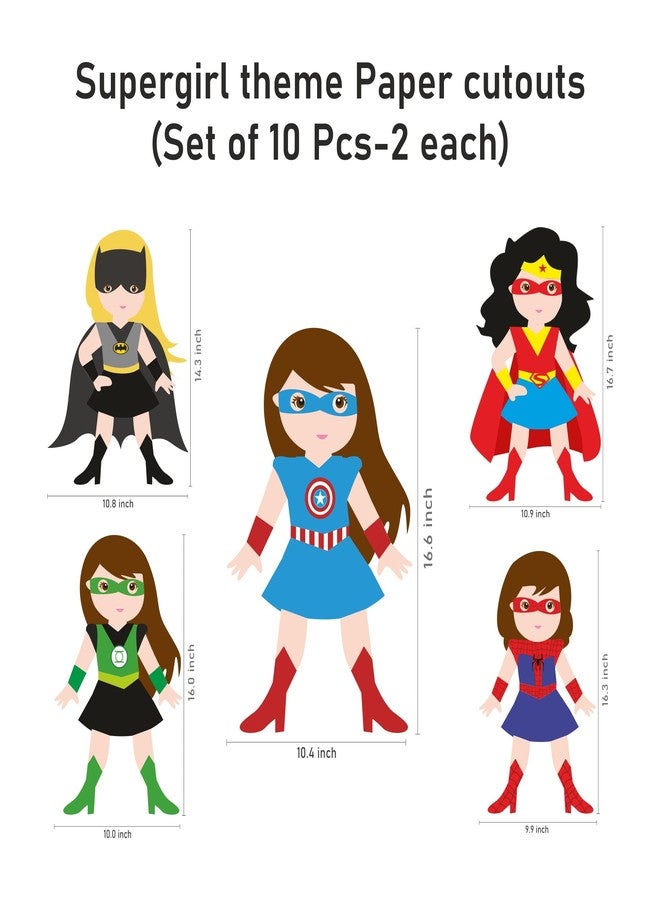 PrettyurParty Pretty UR Party Supergirl Theme Paper Cutouts for Birthday Parties, Supergirl Party Supplies décor, Superhero Birthday Party Decoration, Cutouts for Classroom, Bedroom –Multicolour (10 pcs) - Image 2