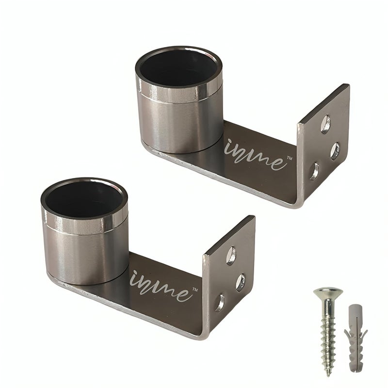 Inme Heavy Duty Stainless Steel Curtain Rod Holder Wall to Wall Curtain Bracket Ceiling Mount Bracket 3 inch Silver with Screws and Wall Plugs Included Pack of 2