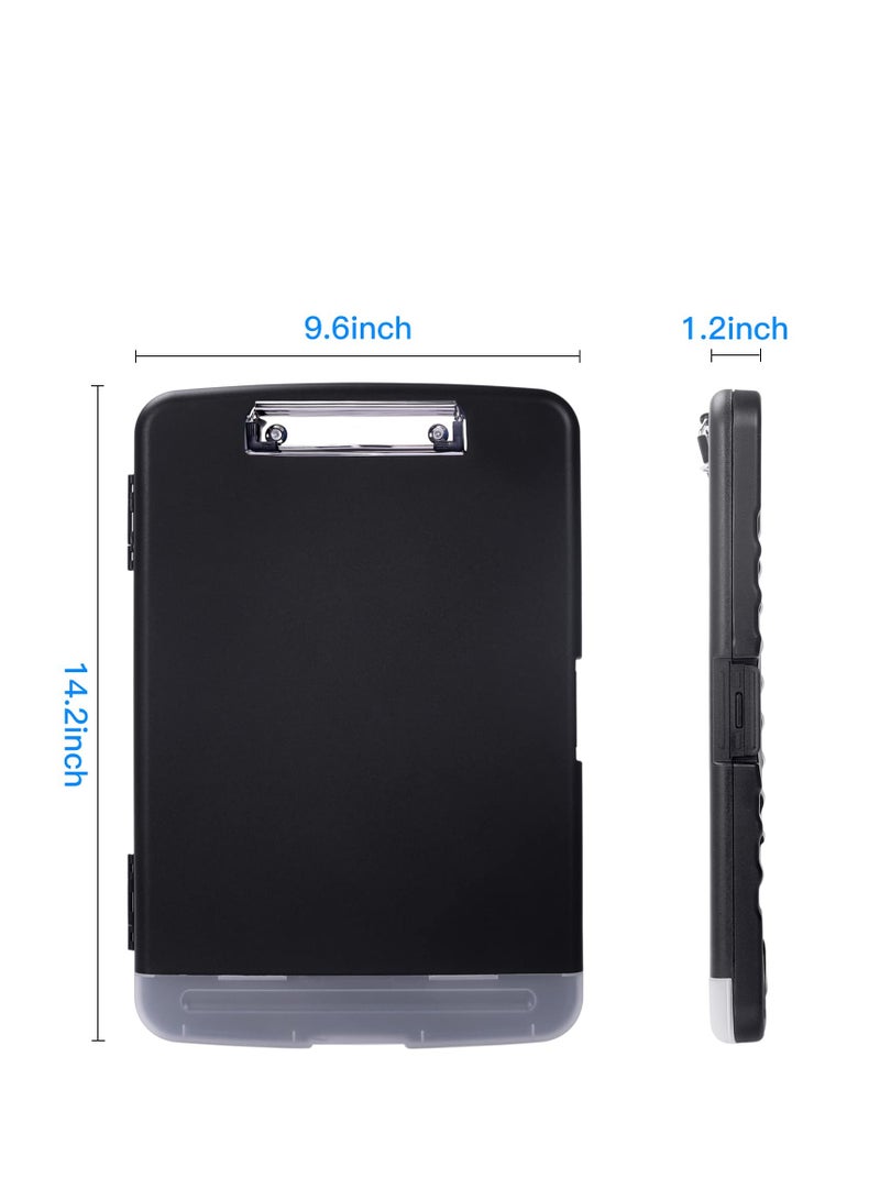 Excefore Plastic Clipboard with Storage, All-in-One Clipboard with Storage, Nursing Clipboard Folder with Pen Holder, Plastic Clipboard with Low Profile Clip, 14 x 9.6 x 1.2 Inches(Black) - Image 3