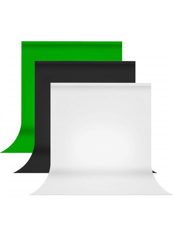 JS JULIUS STUDIO Julius Studio 9 x 13 Ft. Photo Studio Chromakey Background Muslin Backdrop Bundle Kit, Black, White, Green Premium Quality Fabric Material, Wrinkle Resistant, Photo Video Studio, PROMO05_AM1 - Image 1