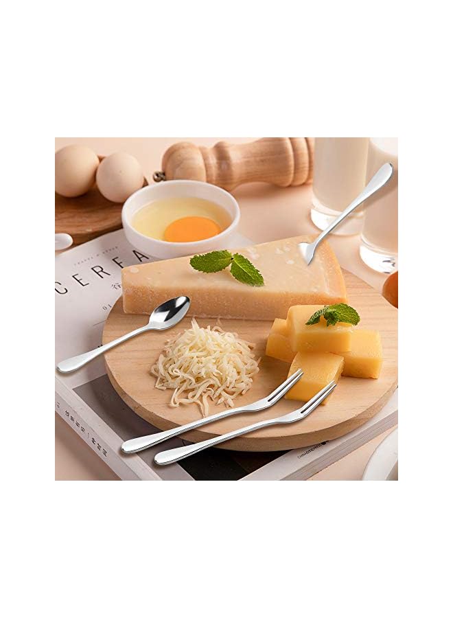 S-TOP 12 PCS Charcuterie Knife Set Cheese Knives Set,6 PCS Stainless Steel Cheese Slicer Cutter Knives with bamboo handle,6 PCS Stainless Steel Forks and Spoons for Home Kitchen Serving - Image 3