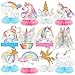 Pickmesh 12 Pcs Unicorn Birthday Party Decorations Unicorn Honeycomb Centerpieces 3D Pastel Double Sided Rainbow Cloud Cupcake Castle Table Decoration Table Topper for Princess Birthday Party Supplies - Image 2