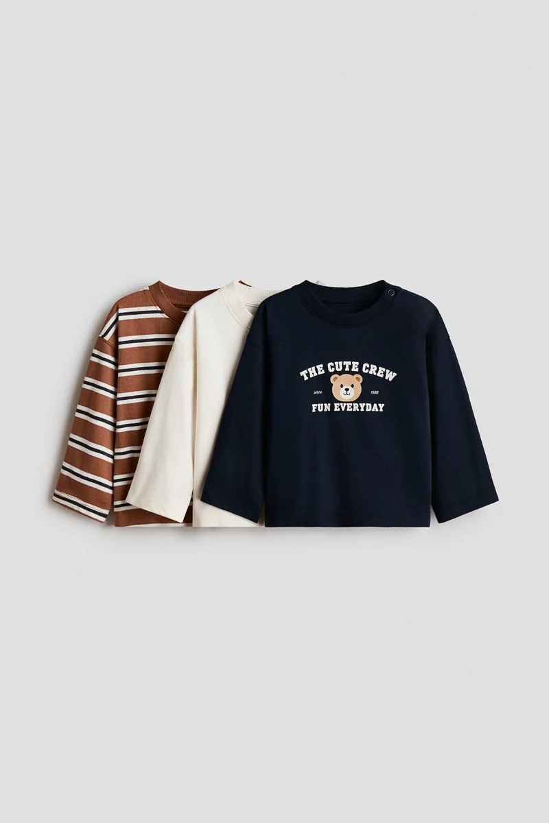 3-pack long-sleeved cotton T-shirts