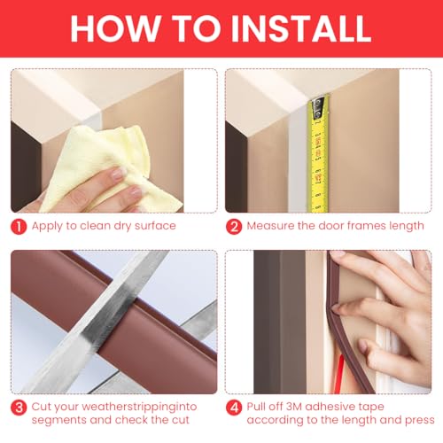 HASTHIP® 19.7ft Door Sealing Strips for Gap, Door Sound Proofing Rubber, D-Shape Self-Adhesive Insulation Seal for Door & Window Gaps, Soundproof - Image 4