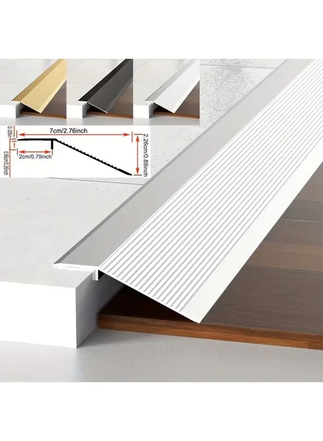 Silvery Aluminum Doorway Threshold Strip 35 43 Inch Adjustable Floor Transition Trim - Image 1