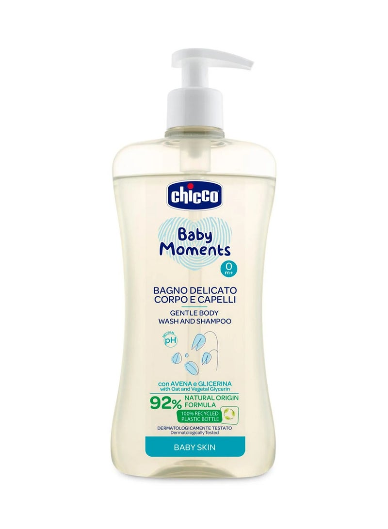 Chicco Baby Moments Body Wash & Shampoo with Oat Extracts, Tear-Free, Natural Ingredients – 500mL for 0+ Months