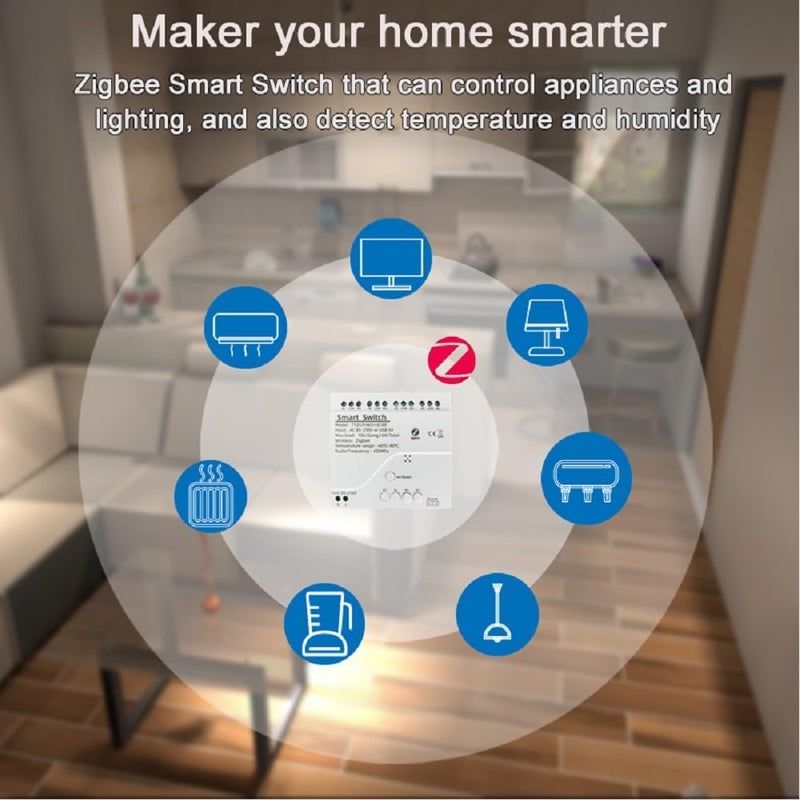 جهاز التحكم في درجة الحرارة Zigbee مزود بمسبار استشعار درجة الحرارة المقاوم للماء DS18B20، ومفتاح مرحل نظيف 4 قنوات 10 أمبير للتحكم عن بُعد عبر تطبيق Tuya (يتطلب محور Zigbee من Tuya) - Image 2