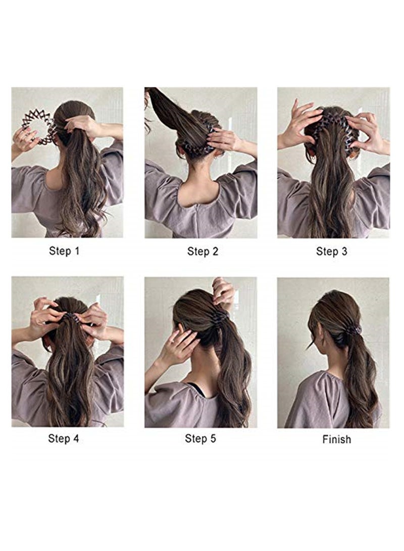 KASTWAVE Bird Nest Magic Hair Clip Tobatoba 3 Pcs Lazy Bird'S Nest Plate Hairpin Bun Maker Clip Expandable Ponytail Holder Ponytail Hairpin Curling Iron Ponytail Hair Accessories For Women And Girls - Image 5