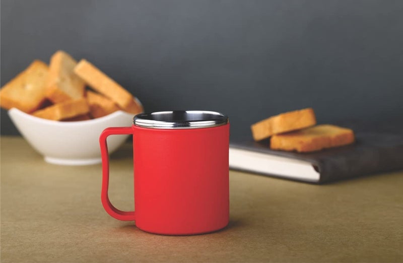 Faverito Coffee Mug Plastic Steel Cups for Coffee Tea Cocoa, Camping Mugs with Handle, Portable & Easy Clean (2) - Image 3