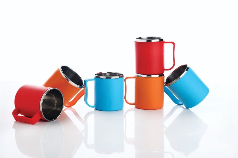 Faverito Coffee Mug Plastic Steel Cups for Coffee Tea Cocoa, Camping Mugs with Handle, Portable & Easy Clean (2) - Image 4