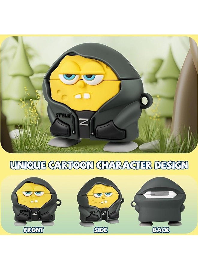 Wffo For AirPods 4 Headphone Case - Funny 3D Soft Silicone Case Case with Key Chain and Cleaner Kit for Female Girls Teen Characters Fun Fashion Design Case for Airpods 4 Headphone Case - Army Green/Yellow - Image 4