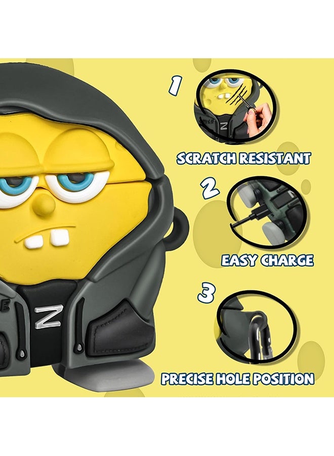 Wffo For AirPods 4 Headphone Case - Funny 3D Soft Silicone Case Case with Key Chain and Cleaner Kit for Female Girls Teen Characters Fun Fashion Design Case for Airpods 4 Headphone Case - Army Green/Yellow - Image 5