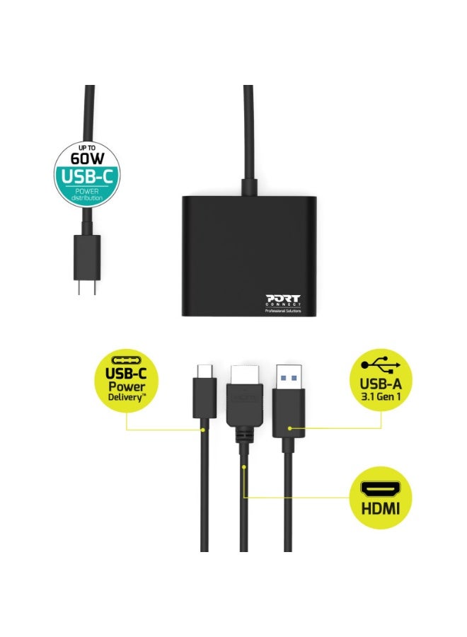 PORT Designs English Title: Port Designs 3-in-1 Mini USB-C Docking Station - 4K HDMI, USB 3.1, 60W USB-C Power Delivery -  900140 - Image 5
