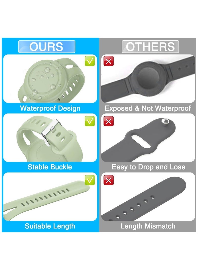 SYOSI 2 Pack Airtag Bracelet for Kids Waterproof Silicone Wristband Full Case Cover for Airtag Holder Anti Lost Band Hidden Accessories for Toddler Child Tracker Strap Green and Gray - Image 5