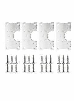 SYOSI Cabinet Hinge Repair Plate, Stainless Steel Kits with Mounting Screws Wooden for Protecting Furniture and Kitchen Cabinet(4 Half Hole)  - Image 1