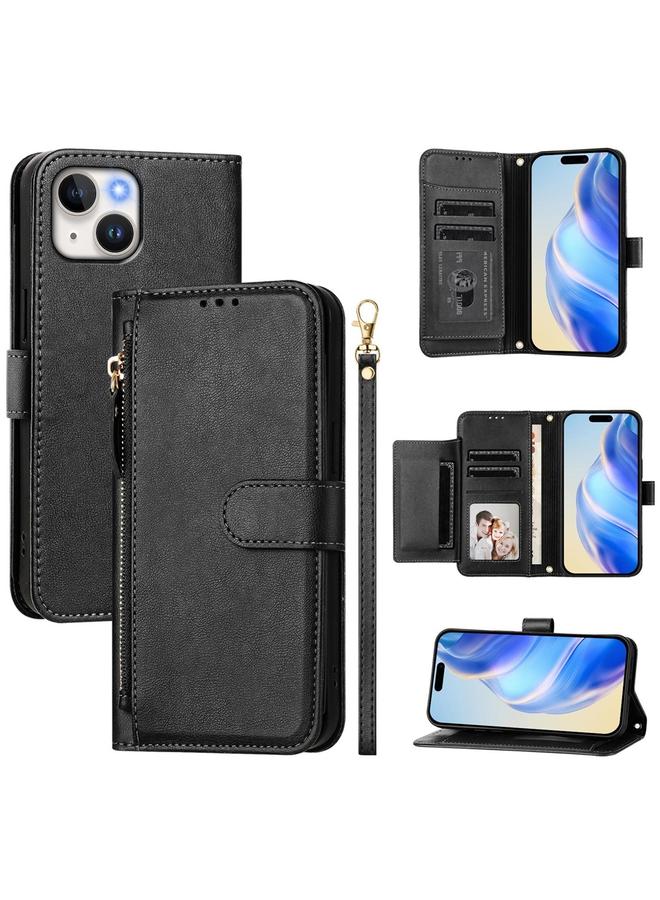S-TOP Case For iPhone 13 mini Multi-Card Slots Zipper Wallet Leather Phone Case - Image 1