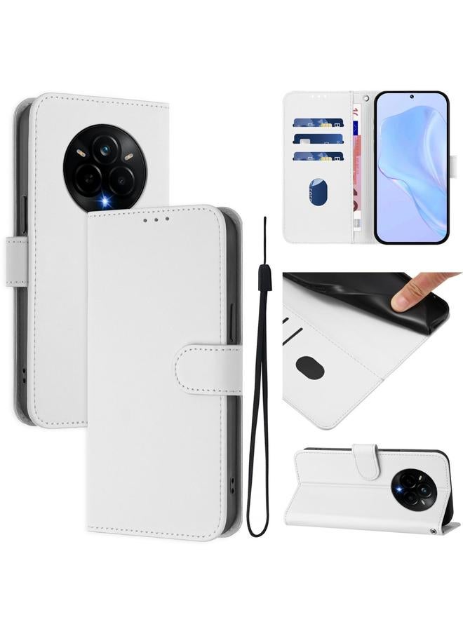 S-TOP Case For Realme 14 Pro Skin Feel Solid Color Leather Phone Case with Lanyard - Image 1