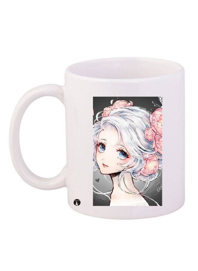 RYN Cartoon Printed Coffee Mug White/Black/Pink 11ounce