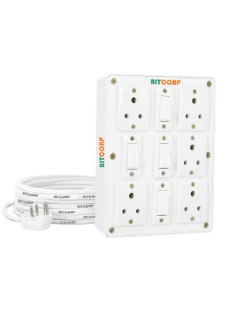 Bitcorp Extension Box 6A 10A 13A 5 Socket 4 Switch 2000W Surge Protection High Load Capity with 1 Meter Long Wire Cord for ChargerRefrigeratorWashing MachineMicrowaveComputerPc - pzsku/ZA9D1D34DCEB0BEE701C2Z/45/1748243766/0f4eb447-0828-4826-aafa-30652056d830