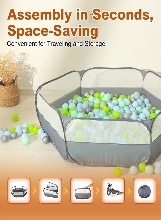 TRENDPLAY حوض كرات قابل للطي للأطفال الصغار، حوض كرات كبير قابل للطي، خيمة لعب للأطفال، حظيرة لعب زحف، حوض كرات، بيت لعب مع حقيبة تخزين، للأولاد والبنات والكلاب والقطط والنموس، للاستخدام الداخلي والخارجي، رمادي داكن - Image 2