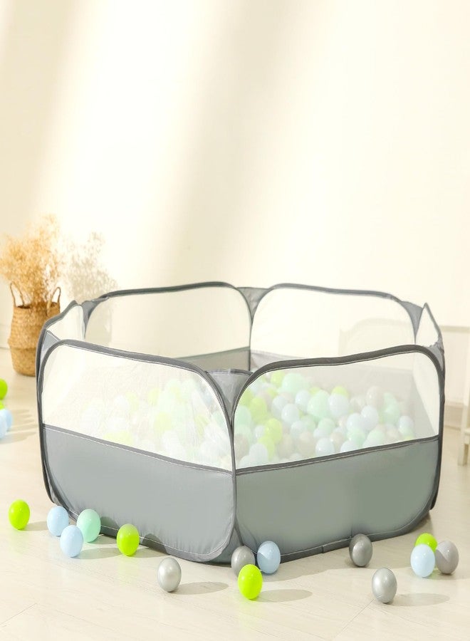 TRENDPLAY حوض كرات قابل للطي للأطفال الصغار، حوض كرات كبير قابل للطي، خيمة لعب للأطفال، حظيرة لعب زحف، حوض كرات، بيت لعب مع حقيبة تخزين، للأولاد والبنات والكلاب والقطط والنموس، للاستخدام الداخلي والخارجي، رمادي داكن - Image 5
