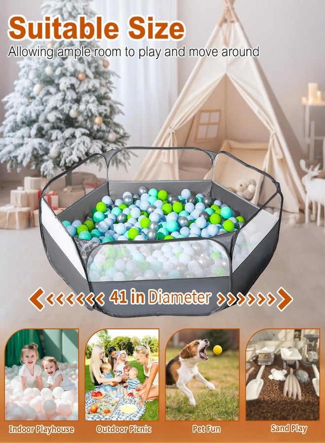 TRENDPLAY حوض كرات قابل للطي للأطفال الصغار، حوض كرات كبير قابل للطي، خيمة لعب للأطفال، حظيرة لعب زحف، حوض كرات، بيت لعب مع حقيبة تخزين، للأولاد والبنات والكلاب والقطط والنموس، للاستخدام الداخلي والخارجي، رمادي داكن - Image 4