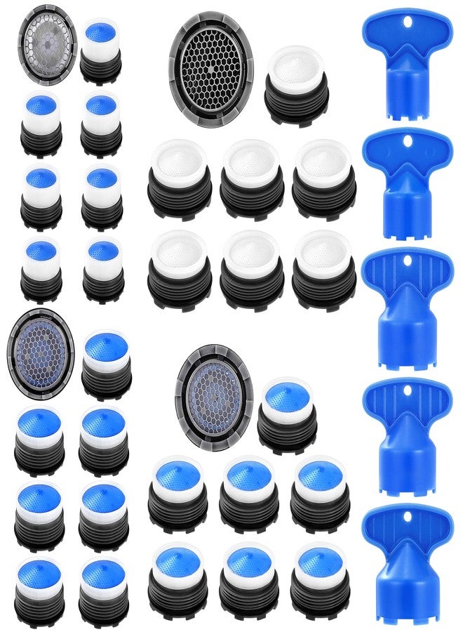 Draupnir 28 pcs Faucet Cache Aerators with 5 Pcs Faucet Aerator Key Cache Aerators Replacement Inserts for Sink M16.5 18.5 21.5 24 mm for Bathroom or Kitchen - Image 1
