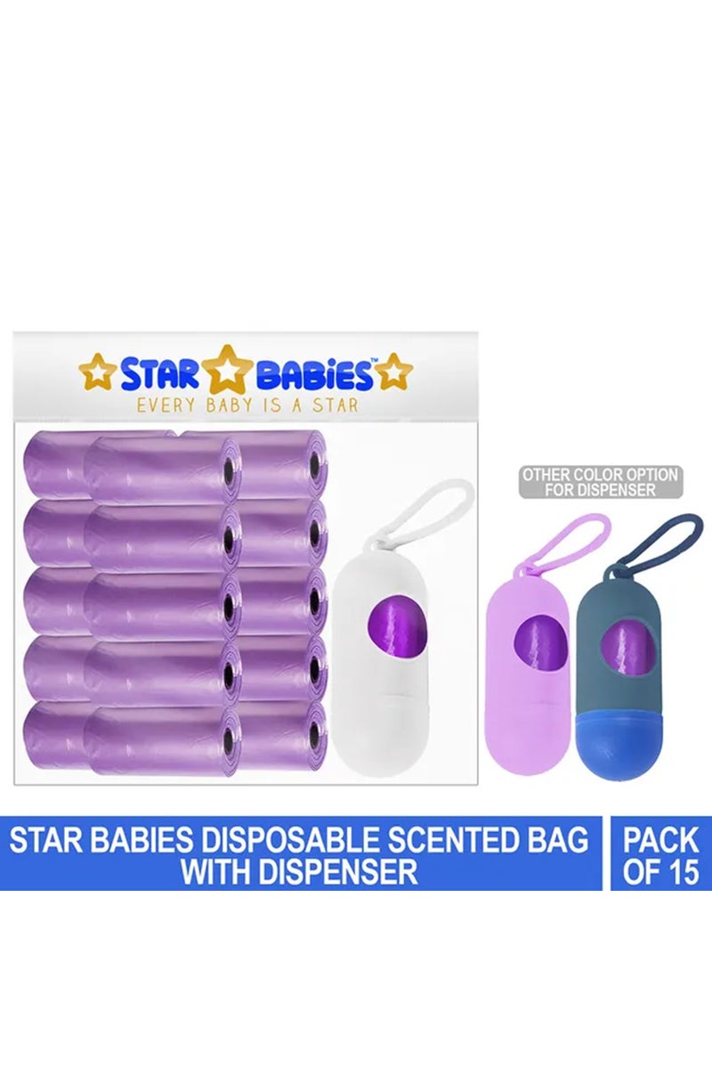Star Babies Pack of 15/225 Bags Scented Nappy Bag Lavender & Assorted Dispenser - Image 2
