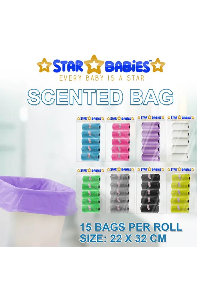 Star Babies Pack of 15/225 Bags Scented Nappy Bag Lavender & Assorted Dispenser - Image 5