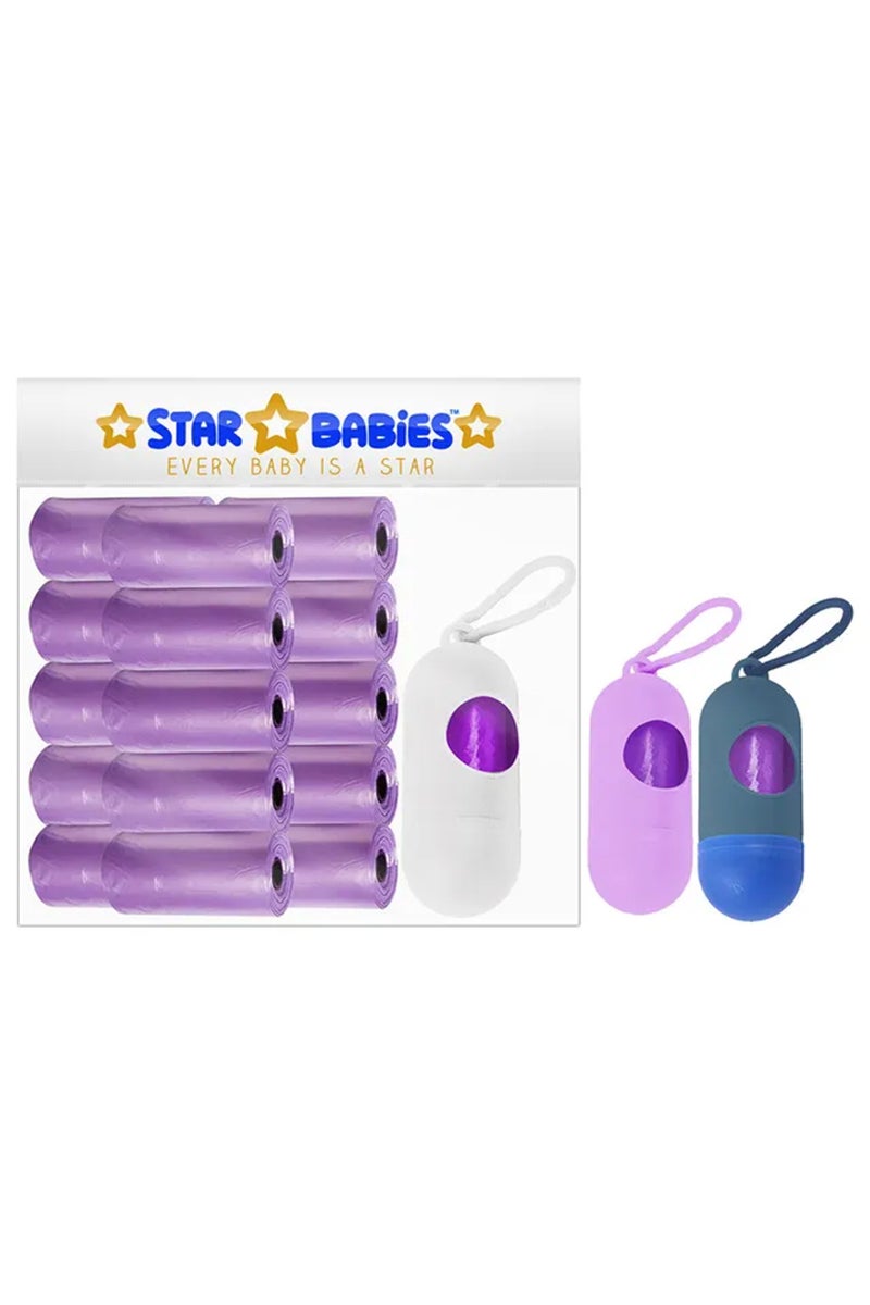 Star Babies Pack of 15/225 Bags Scented Nappy Bag Lavender & Assorted Dispenser - Image 1